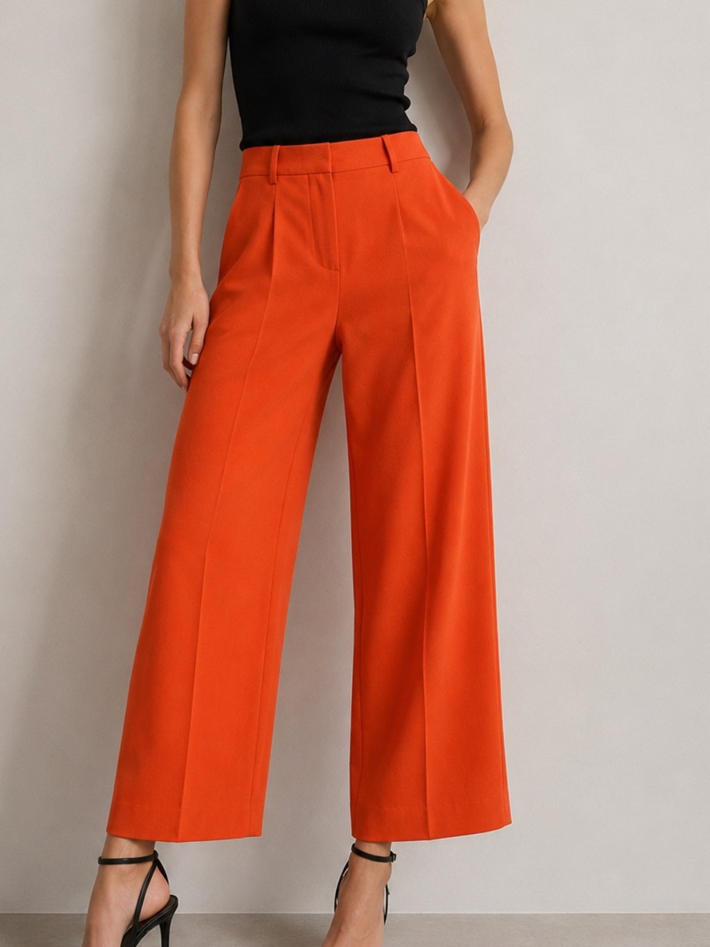 Theory Crepe Crop Wide Leg Pants Orange Size 8